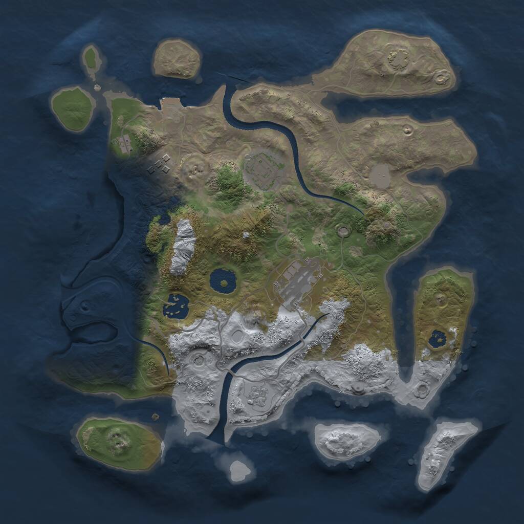 Rust Map: Procedural Map, Size: 3000, Seed: 904556236, 8 Monuments