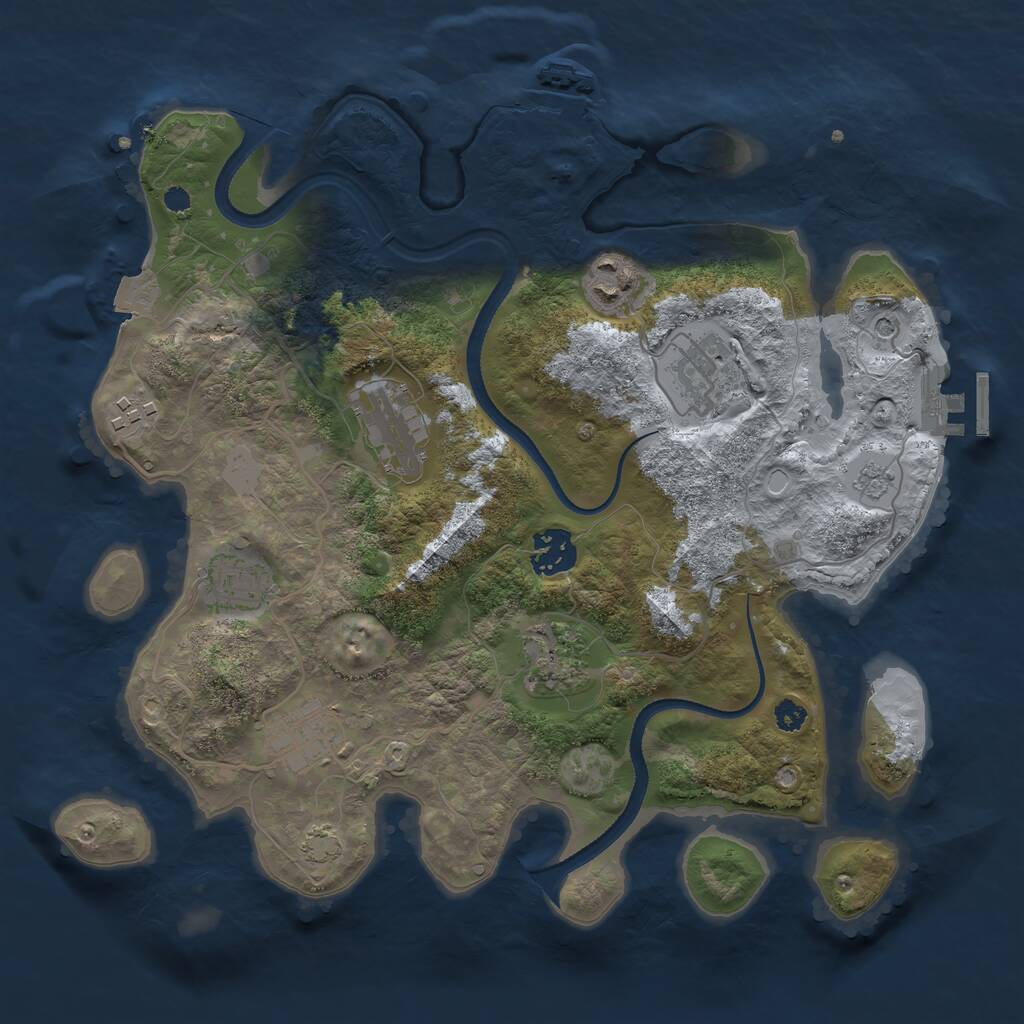 Rust Map: Procedural Map, Size: 3250, Seed: 860388247, 14 Monuments