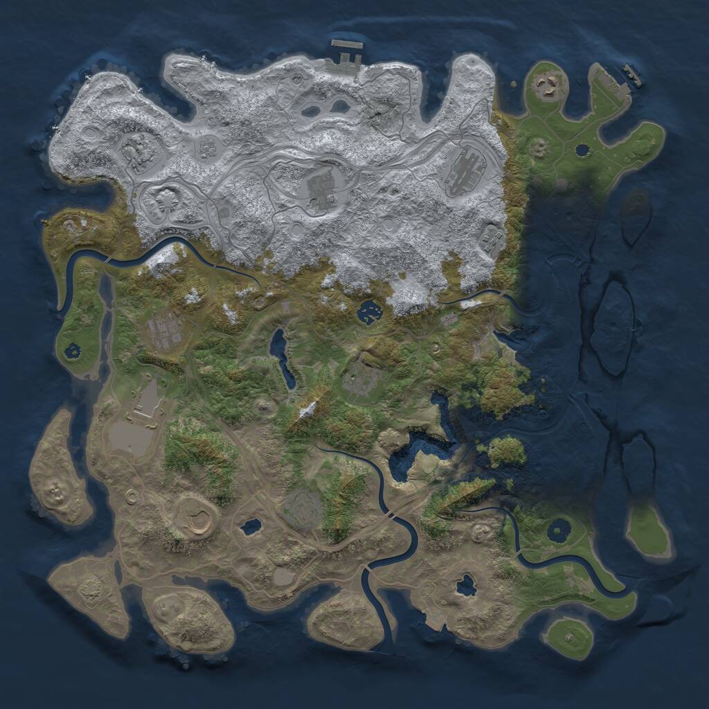 Rust Map: Procedural Map, Size: 4500, Seed: 371323614, 17 Monuments