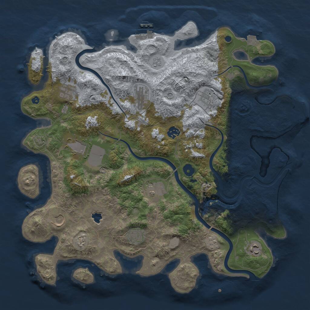 Rust Map: Procedural Map, Size: 4000, Seed: 998190, 16 Monuments