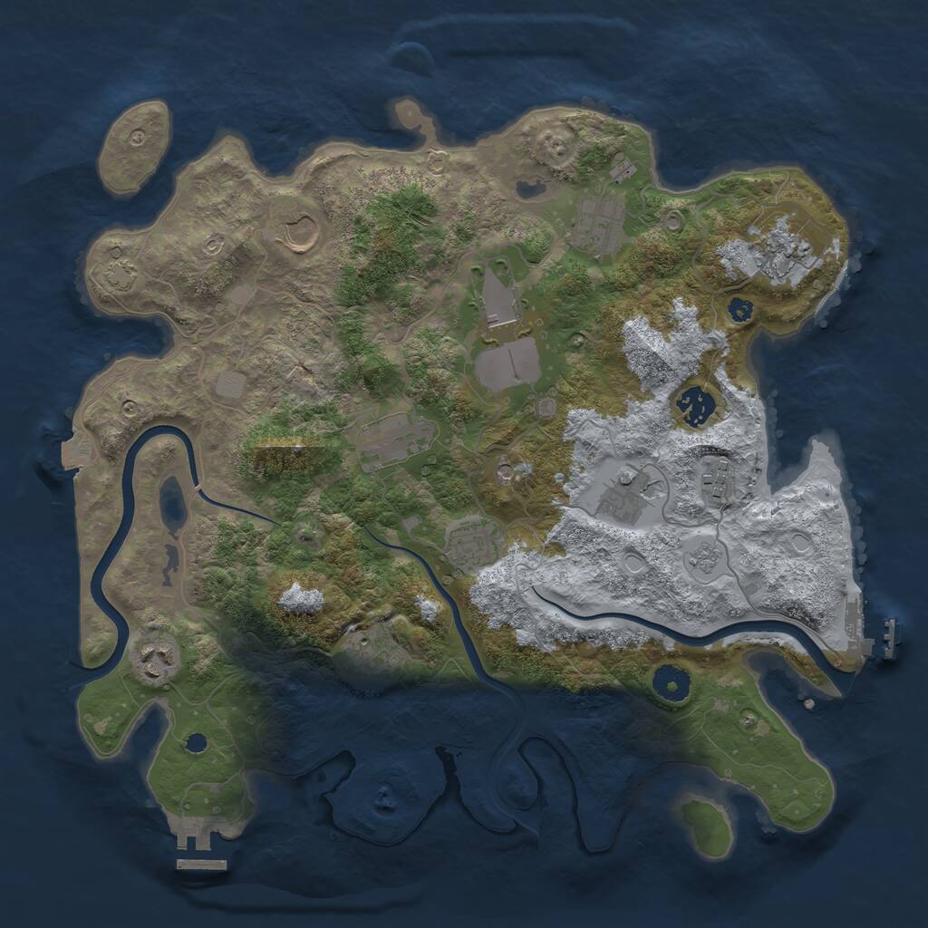 Rust Map: Procedural Map, Size: 3750, Seed: 582225, 17 Monuments
