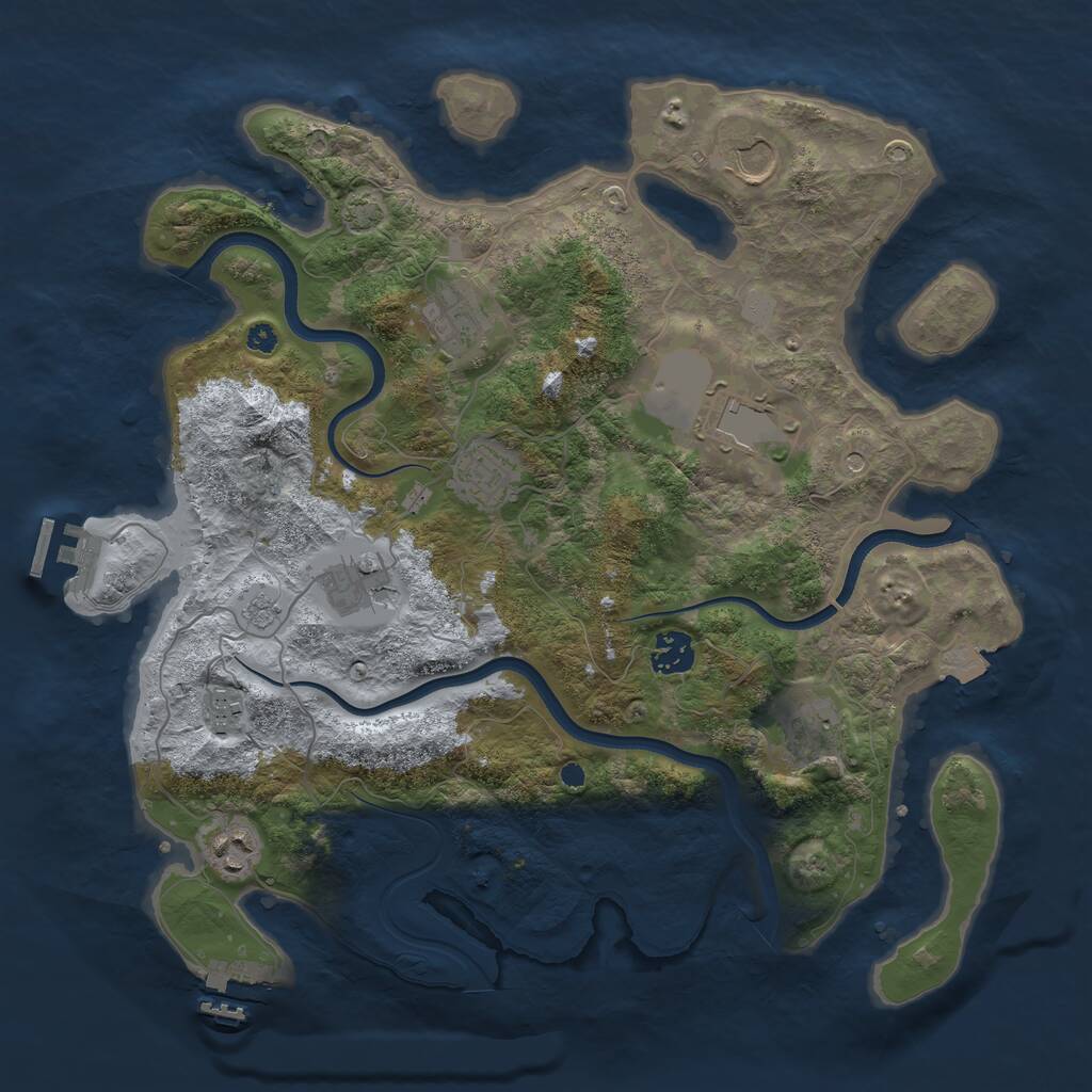 Rust Map: Procedural Map, Size: 3700, Seed: 1449743082, 15 Monuments