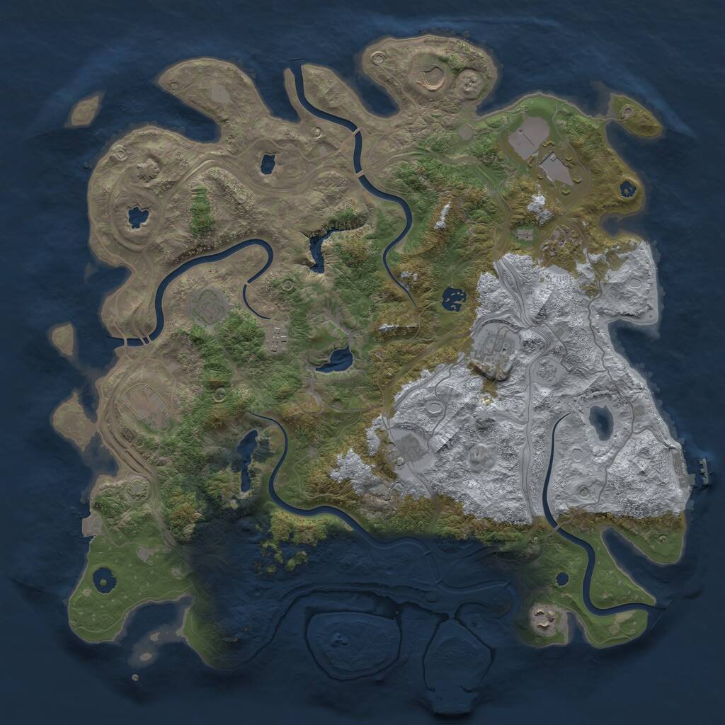Rust Map: Procedural Map, Size: 4500, Seed: 42532121, 16 Monuments