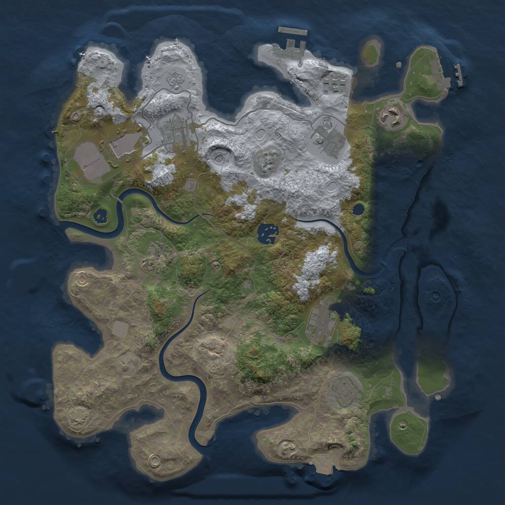 Rust Map: Procedural Map, Size: 3500, Seed: 279625, 15 Monuments
