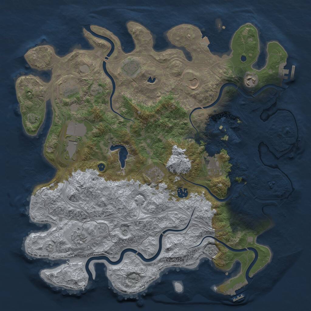 Rust Map: Procedural Map, Size: 4250, Seed: 720289002, 16 Monuments