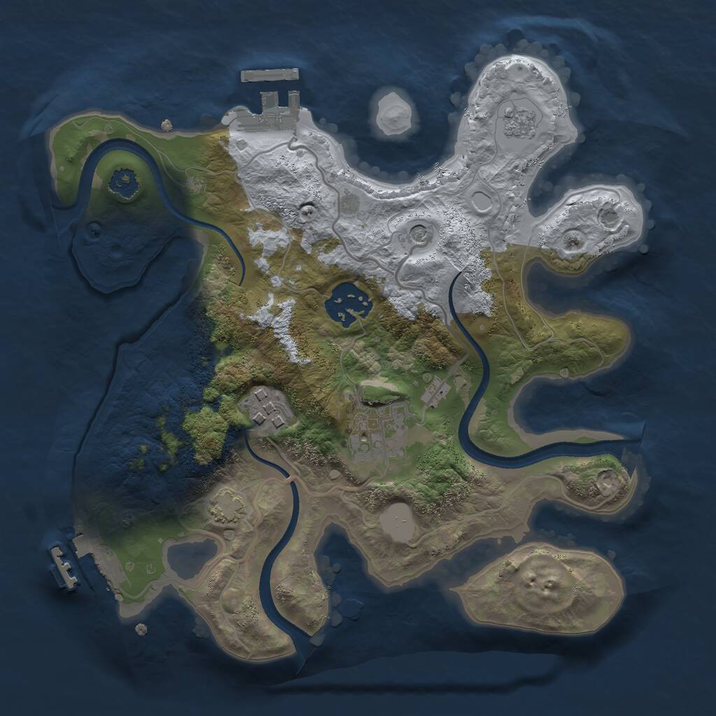 Rust Map: Procedural Map, Size: 2500, Seed: 50456, 9 Monuments