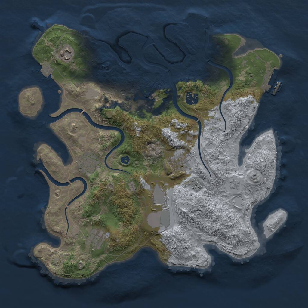 Rust Map: Procedural Map, Size: 3500, Seed: 12354675, 14 Monuments