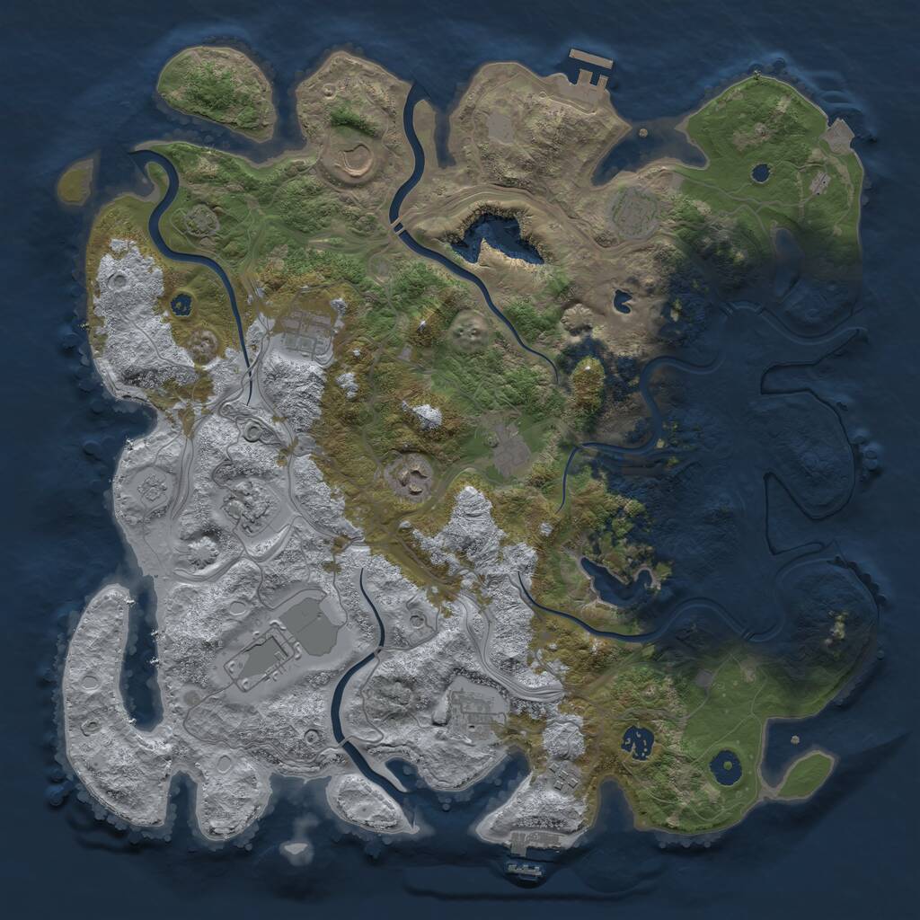 Rust Map: Procedural Map, Size: 4250, Seed: 376767730, 16 Monuments