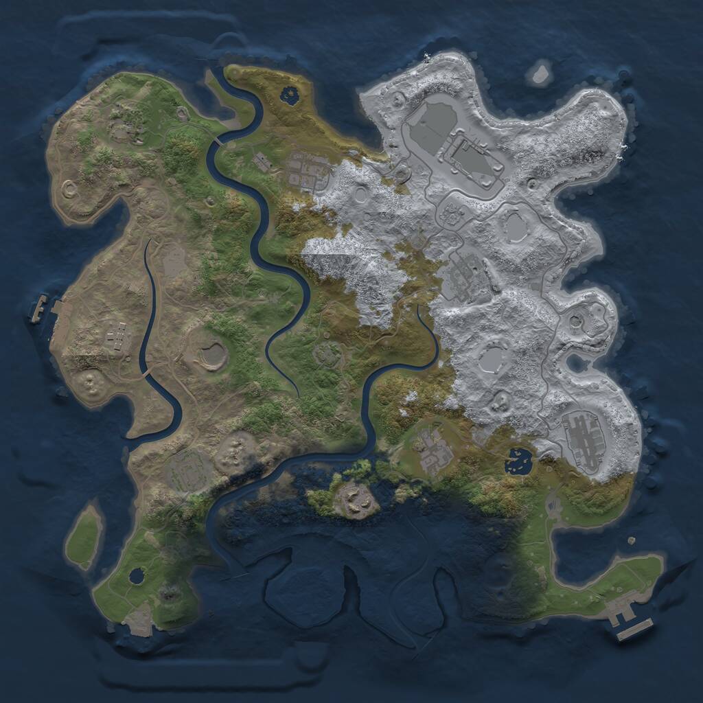 Rust Map: Procedural Map, Size: 3750, Seed: 1131317639, 17 Monuments