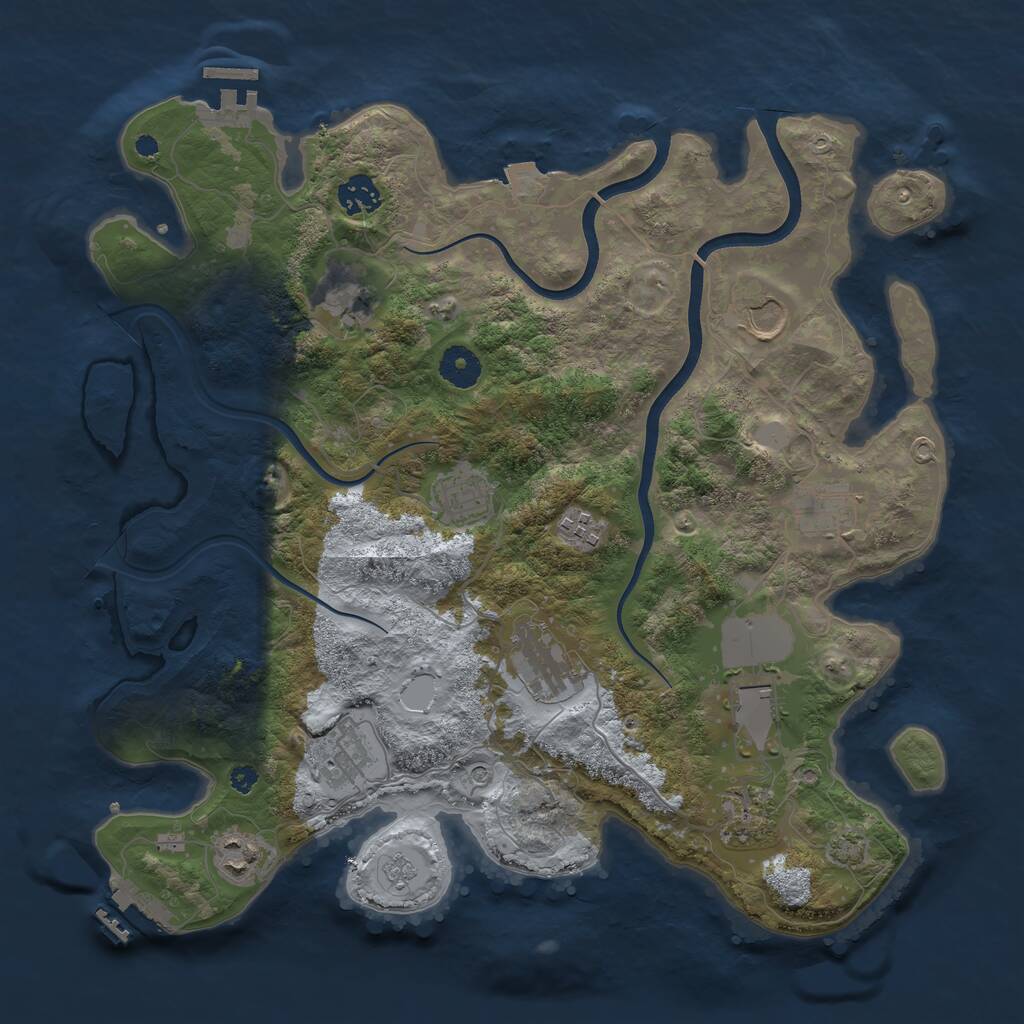 Rust Map: Procedural Map, Size: 3750, Seed: 91097388, 17 Monuments