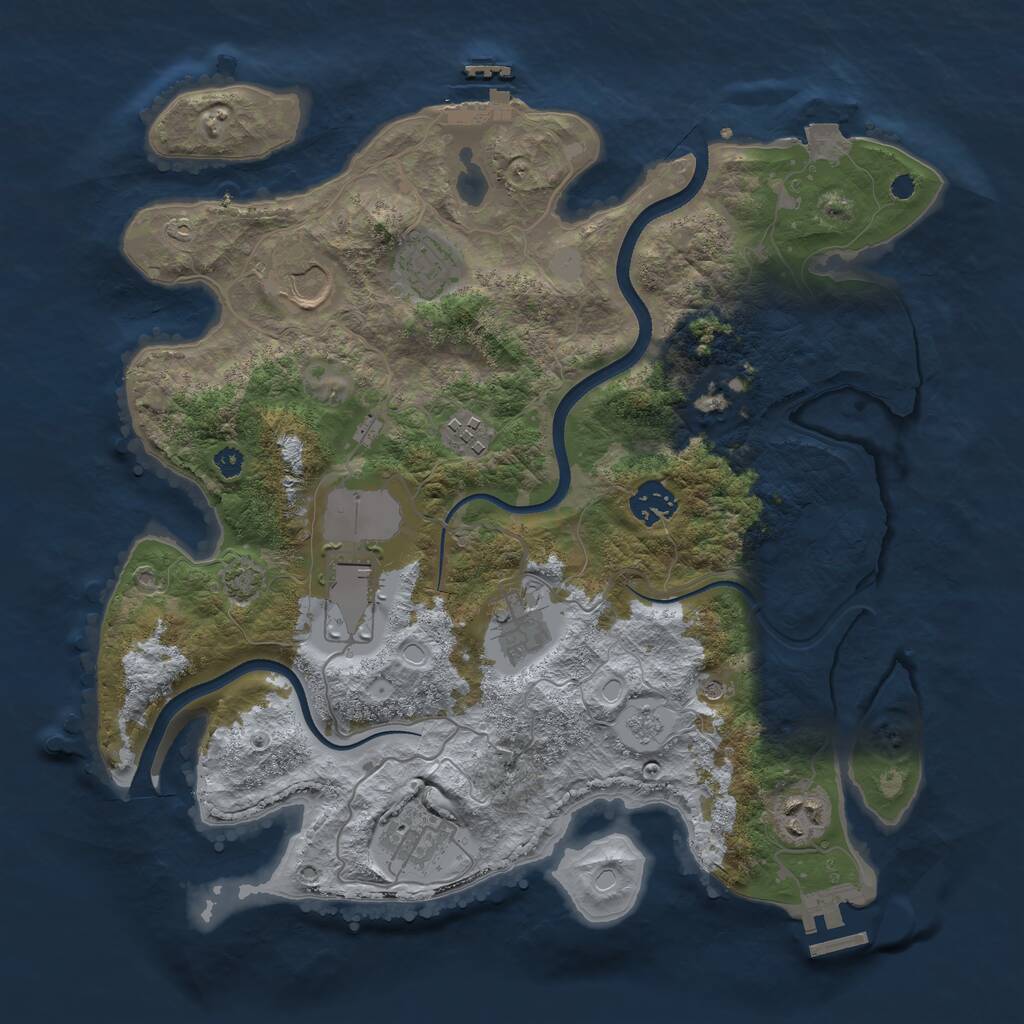 Rust Map: Procedural Map, Size: 3500, Seed: 445129848, 14 Monuments