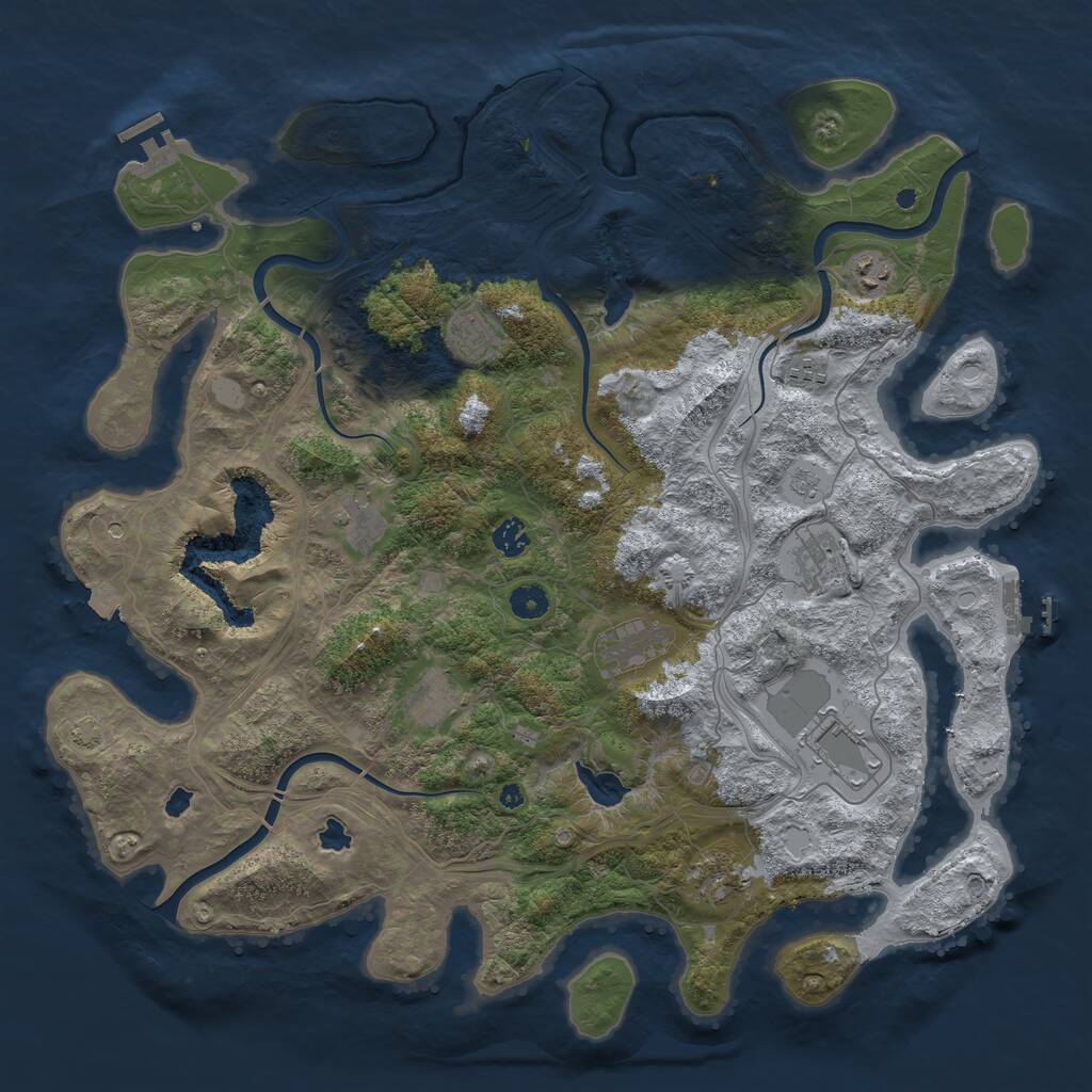 Rust Map: Procedural Map, Size: 4500, Seed: 27384804, 16 Monuments