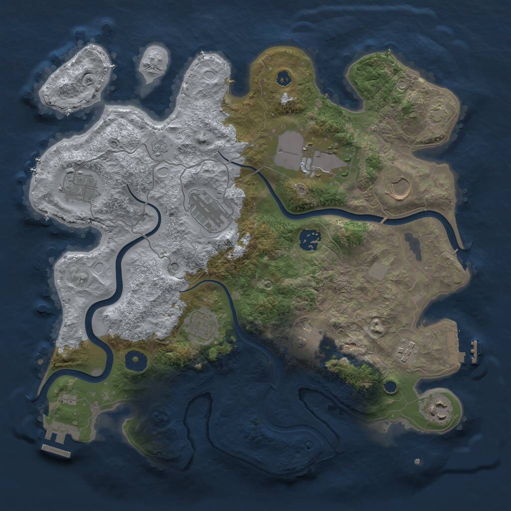 Rust Map: Procedural Map, Size: 3500, Seed: 36160, 15 Monuments