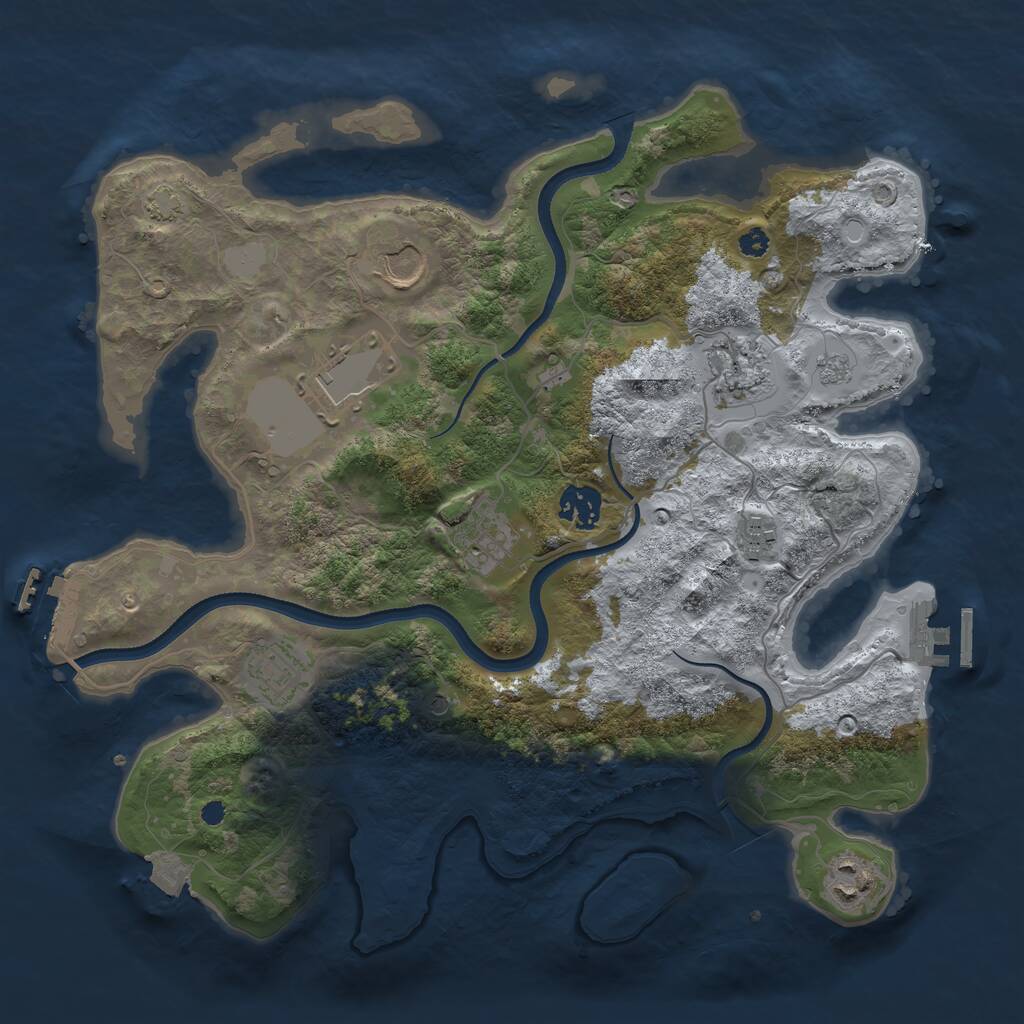 Rust Map: Procedural Map, Size: 3500, Seed: 1380083028, 14 Monuments
