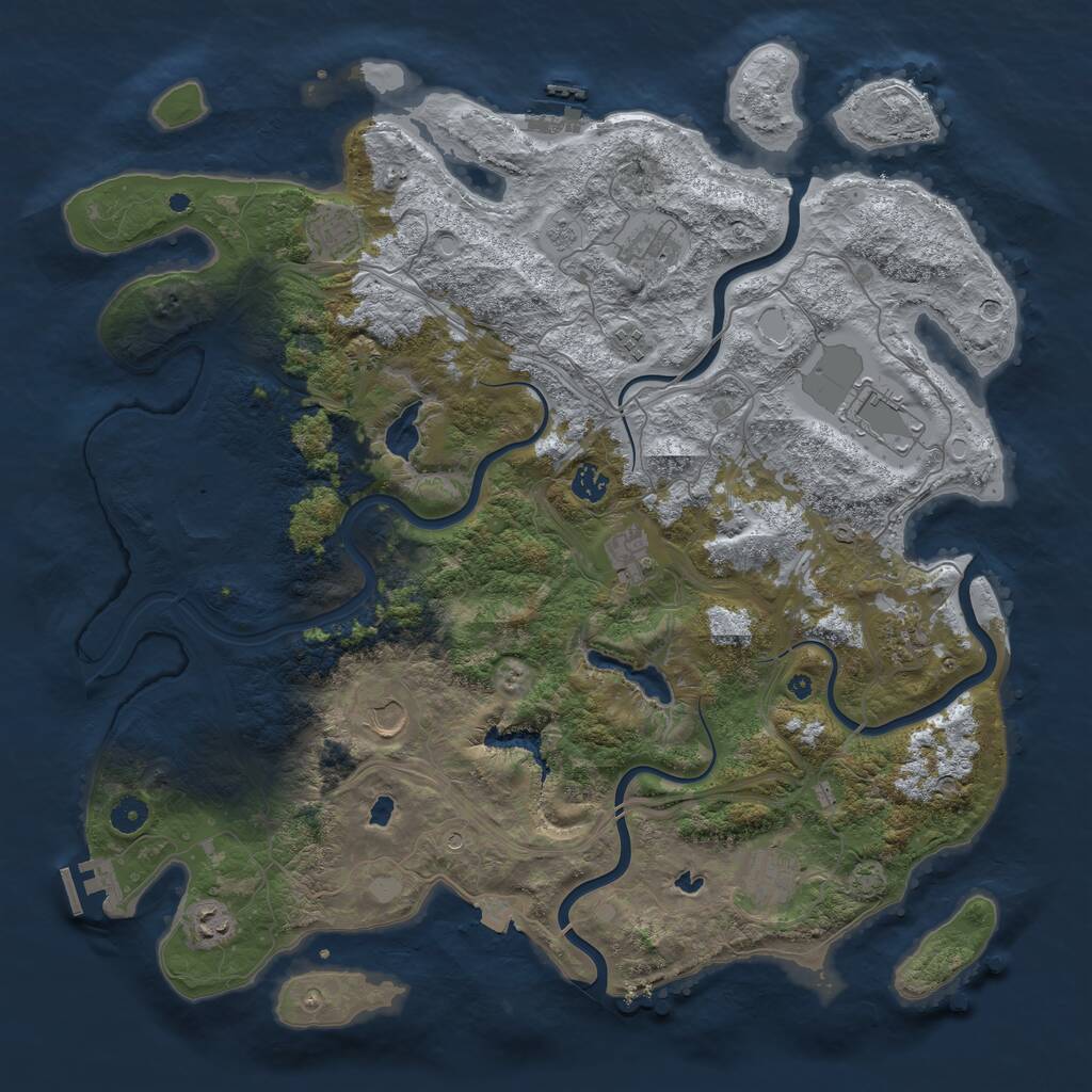 Rust Map: Procedural Map, Size: 4500, Seed: 190357743, 16 Monuments