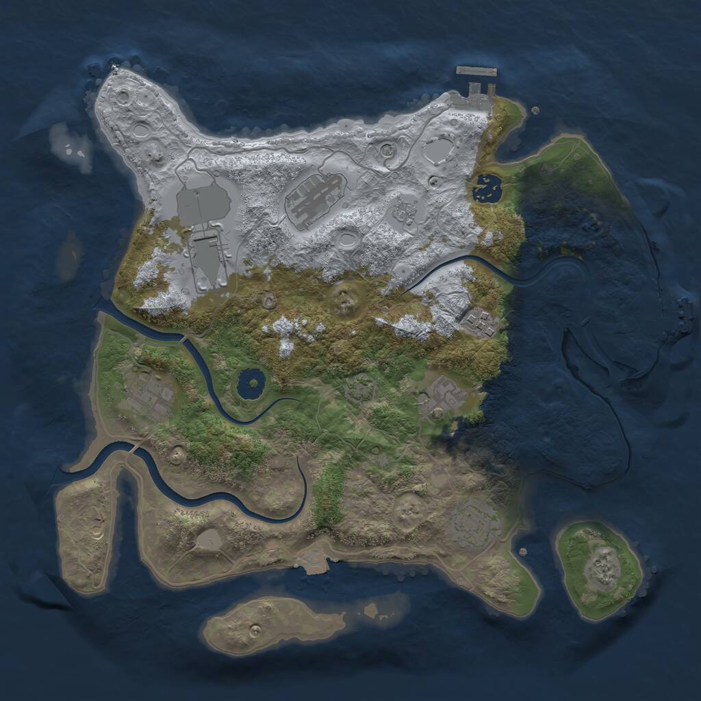 Rust Map: Procedural Map, Size: 3500, Seed: 1866332542, 13 Monuments