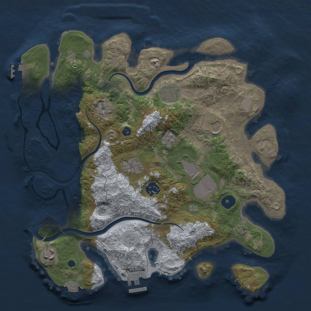 Rust Map: Procedural Map, Size: 3500, Seed: 1548598223, 13 Monuments