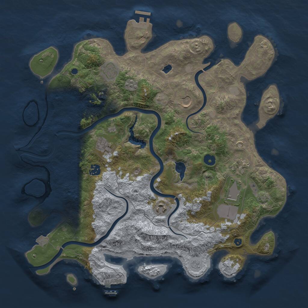 Rust Map: Procedural Map, Size: 4000, Seed: 1297696660, 14 Monuments