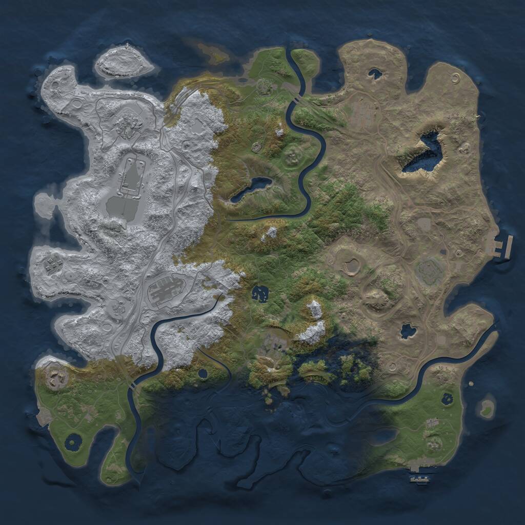 Rust Map: Procedural Map, Size: 4500, Seed: 1689644426, 16 Monuments