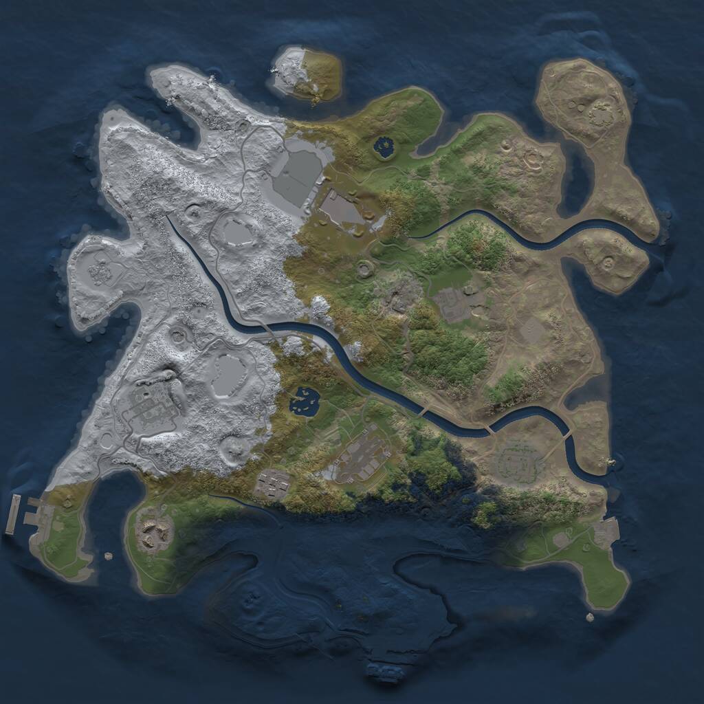 Rust Map: Procedural Map, Size: 3500, Seed: 471200680, 14 Monuments