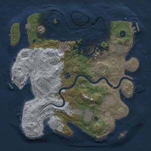 Thumbnail Rust Map: Procedural Map, Size: 3600, Seed: 1930044754, 15 Monuments