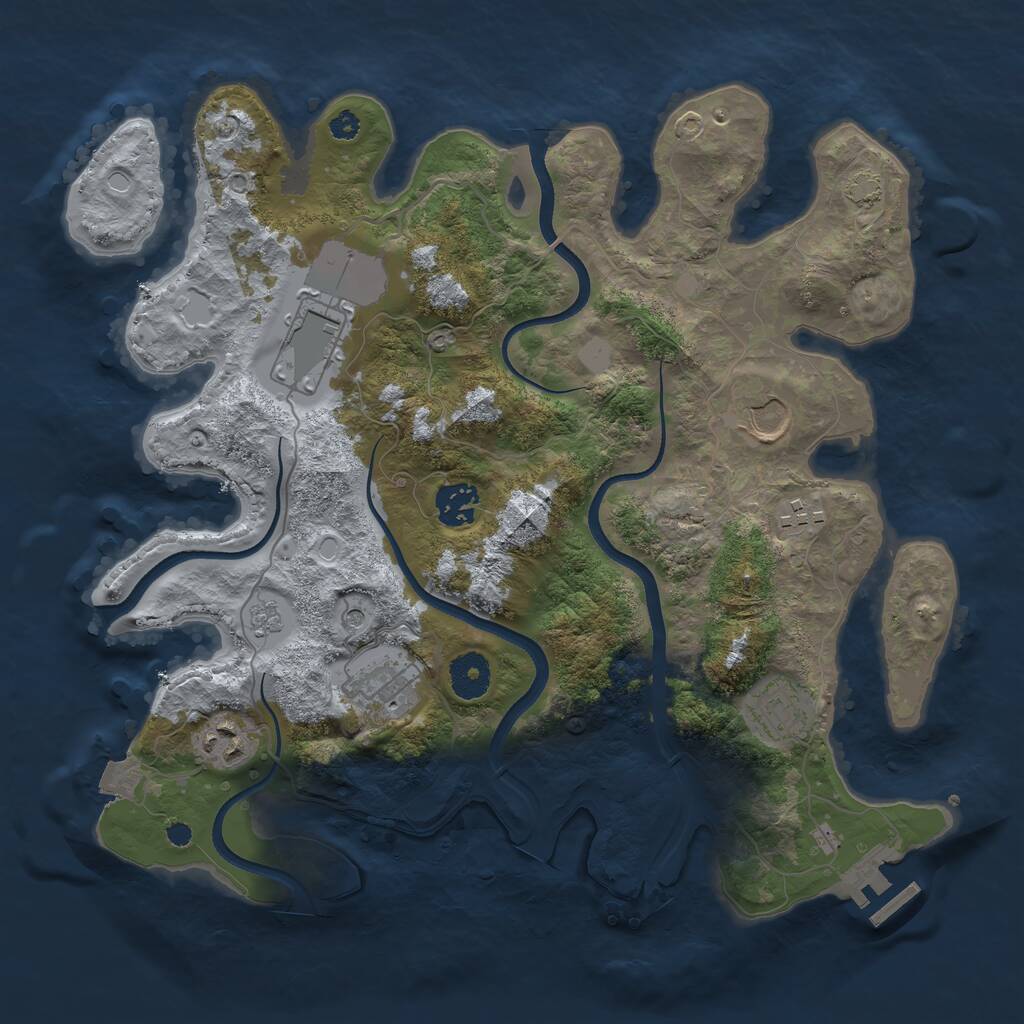 Rust Map: Procedural Map, Size: 3500, Seed: 410085371, 12 Monuments