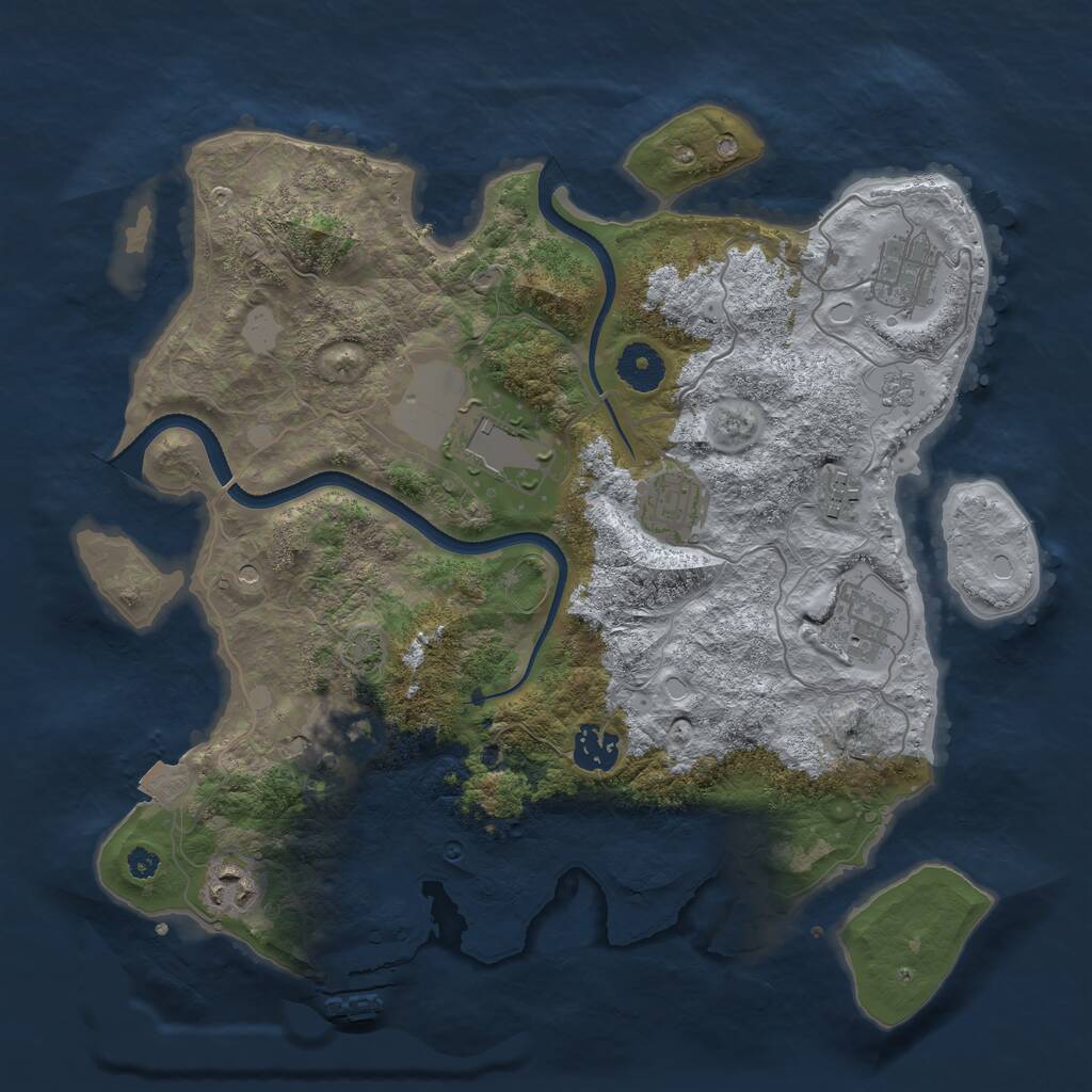Rust Map: Procedural Map, Size: 3500, Seed: 1561852875, 13 Monuments