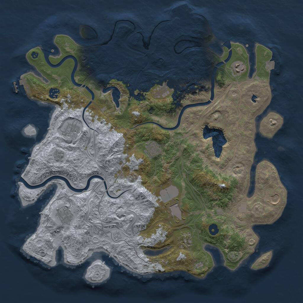 Rust Map: Procedural Map, Size: 4250, Seed: 2057089663, 16 Monuments