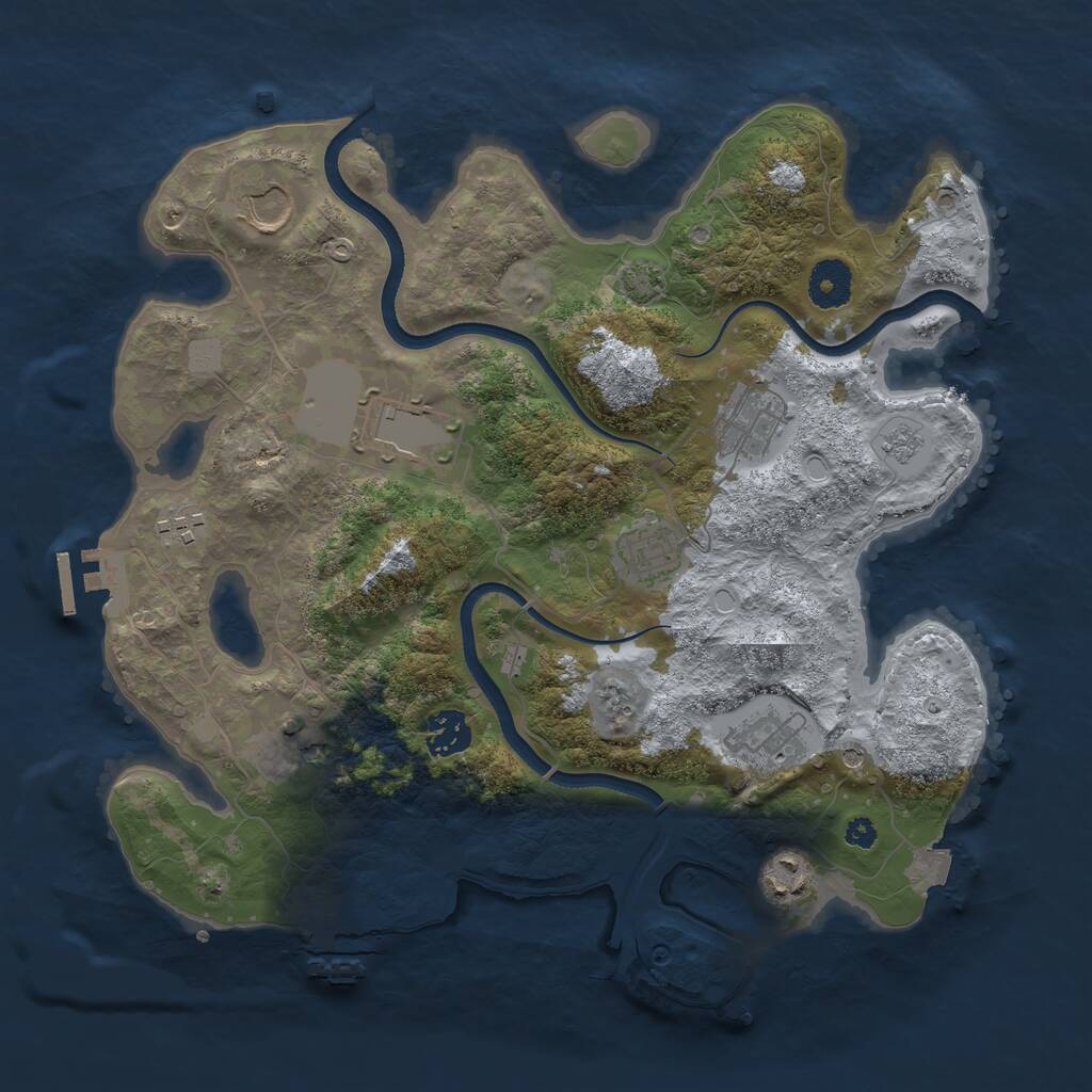 Rust Map: Procedural Map, Size: 3500, Seed: 366586402, 15 Monuments