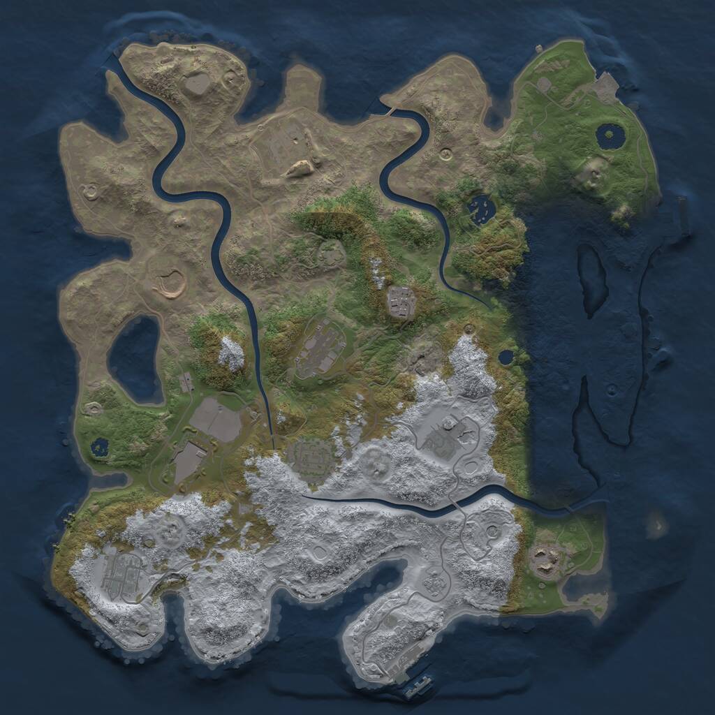 Rust Map: Procedural Map, Size: 3800, Seed: 41216336, 16 Monuments