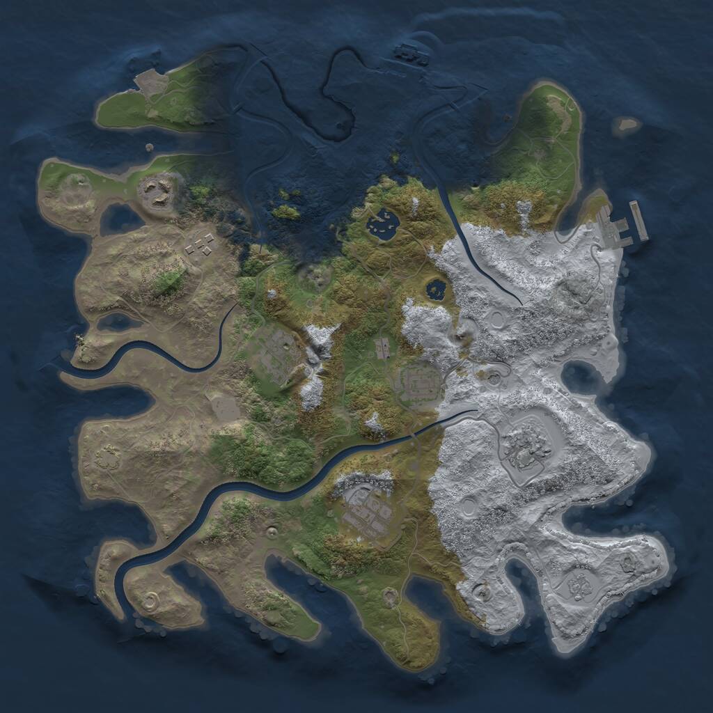 Rust Map: Procedural Map, Size: 3500, Seed: 1213980521, 13 Monuments