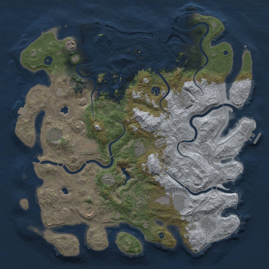 Rust Map: Procedural Map, Size: 4500, Seed: 1238466847, 17 Monuments