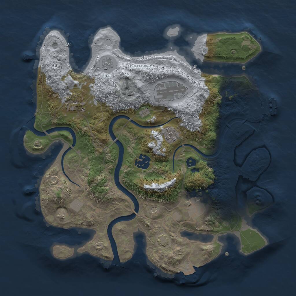 Rust Map: Procedural Map, Size: 3000, Seed: 2115860429, 10 Monuments