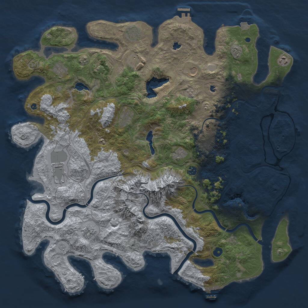 Rust Map: Procedural Map, Size: 5000, Seed: 1124069320, 17 Monuments