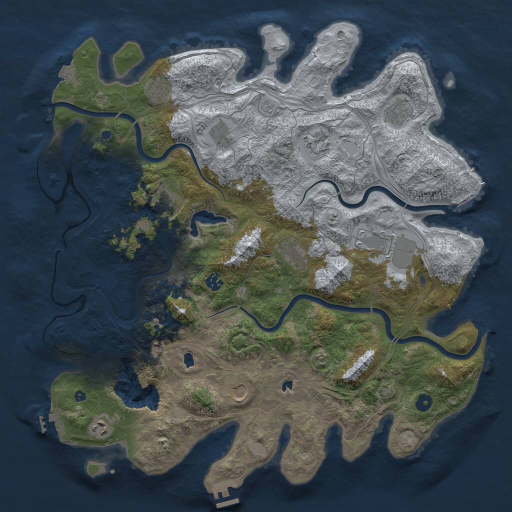 Rust Map: Procedural Map, Size: 4500, Seed: 312534763, 17 Monuments