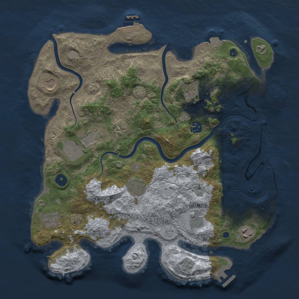Rust Map: Procedural Map, Size: 3800, Seed: 242146350, 16 Monuments