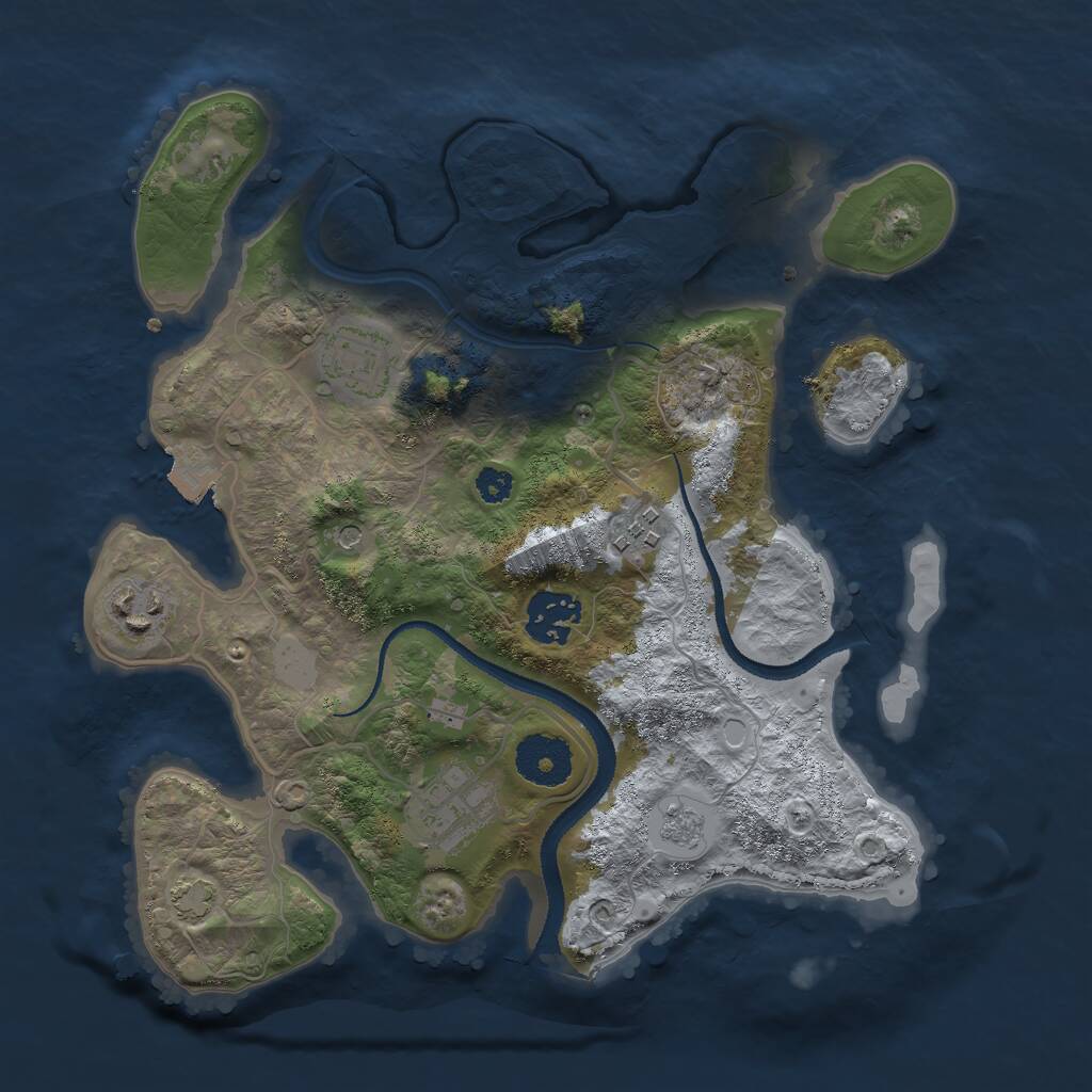 Rust Map: Procedural Map, Size: 3000, Seed: 101011, 9 Monuments