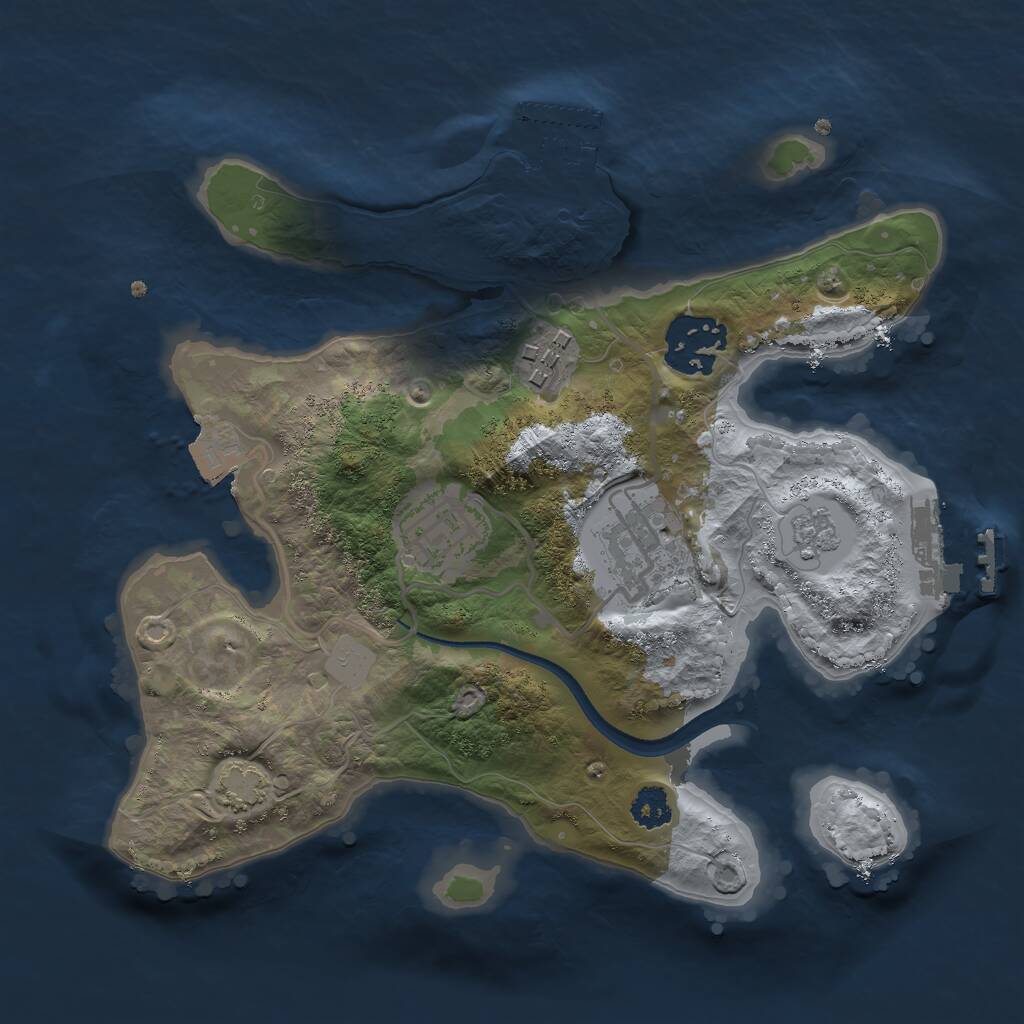 Rust Map: Procedural Map, Size: 2500, Seed: 12412241, 9 Monuments
