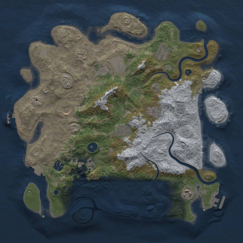 Rust Map: Procedural Map, Size: 3800, Seed: 2824020, 16 Monuments