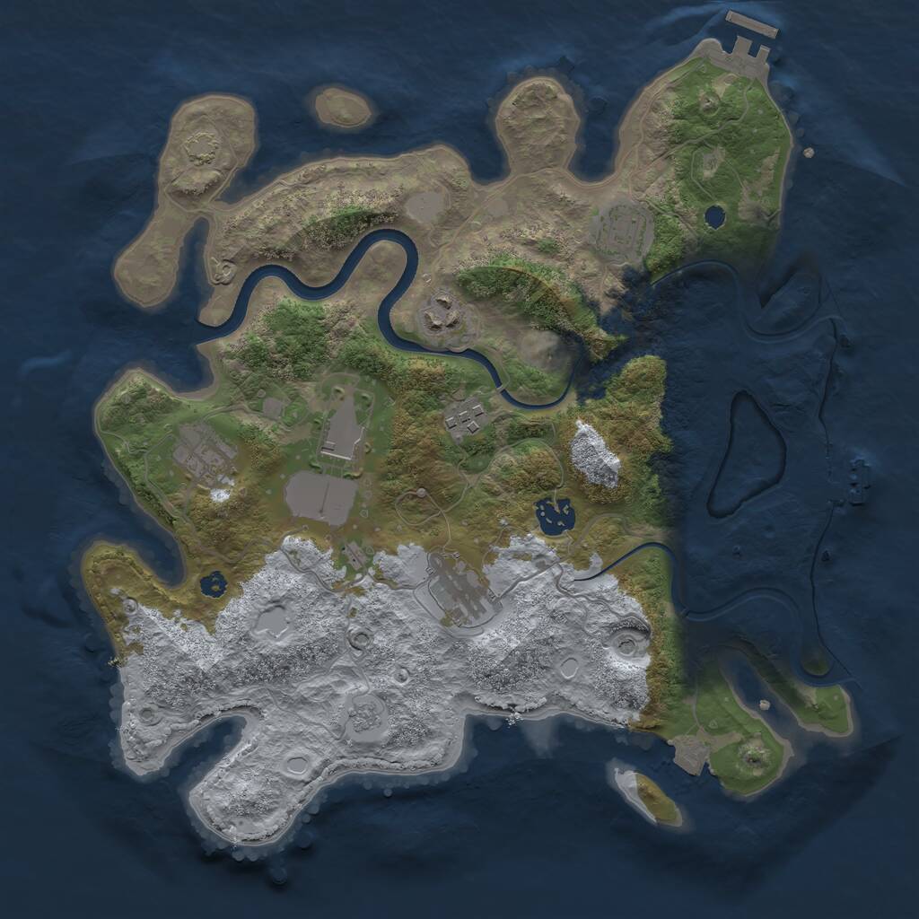 Rust Map: Procedural Map, Size: 3500, Seed: 1373406488, 13 Monuments
