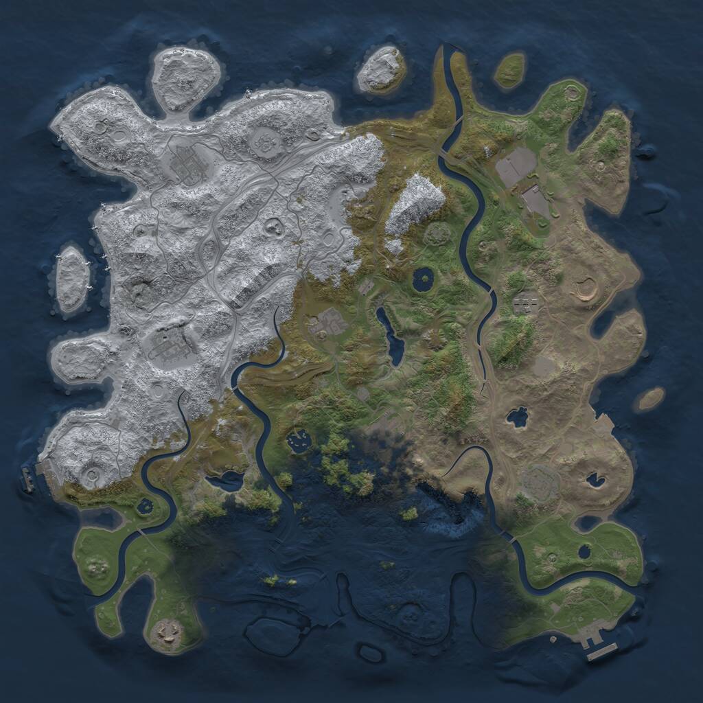 Rust Map: Procedural Map, Size: 4500, Seed: 104641495, 17 Monuments