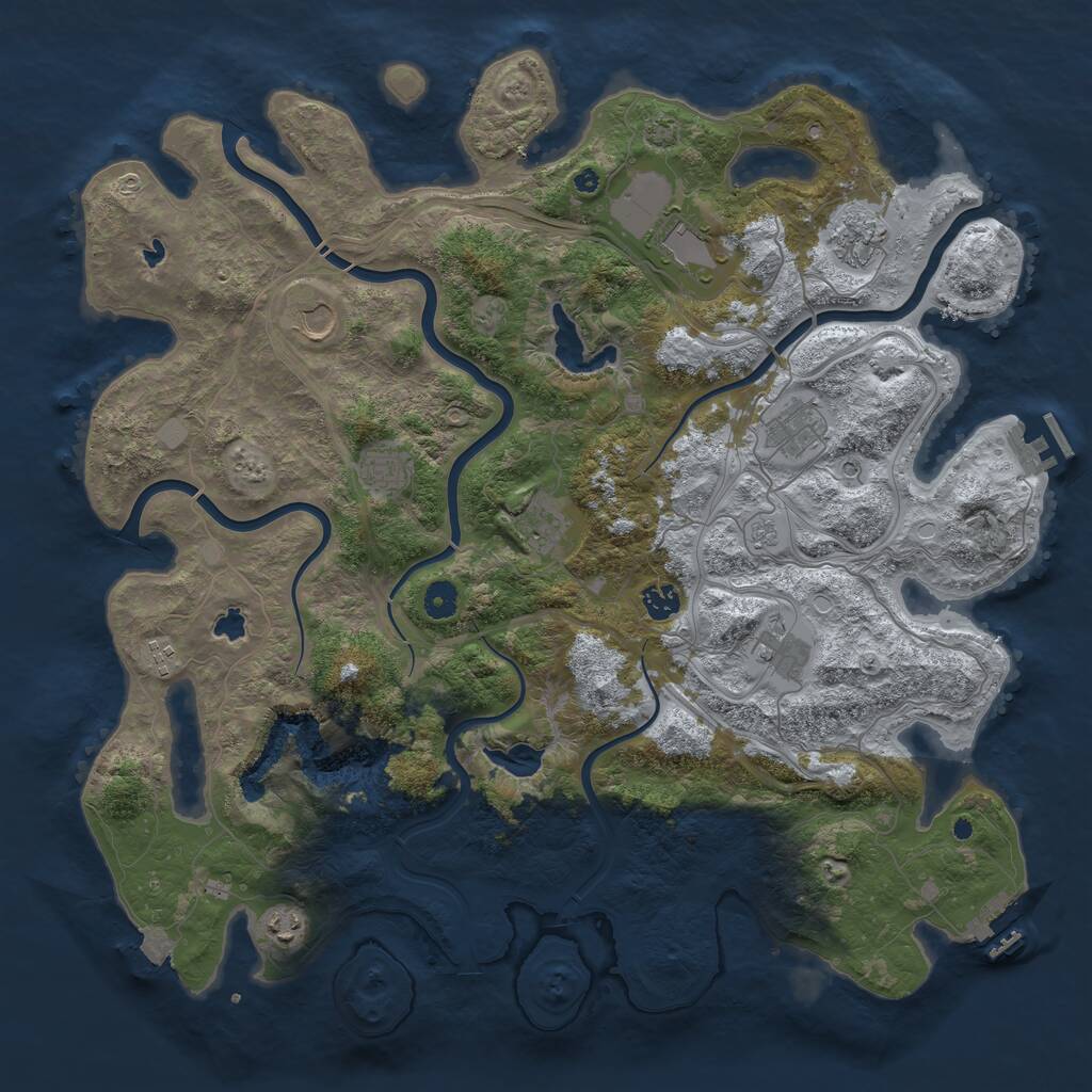 Rust Map: Procedural Map, Size: 4500, Seed: 605110801, 16 Monuments