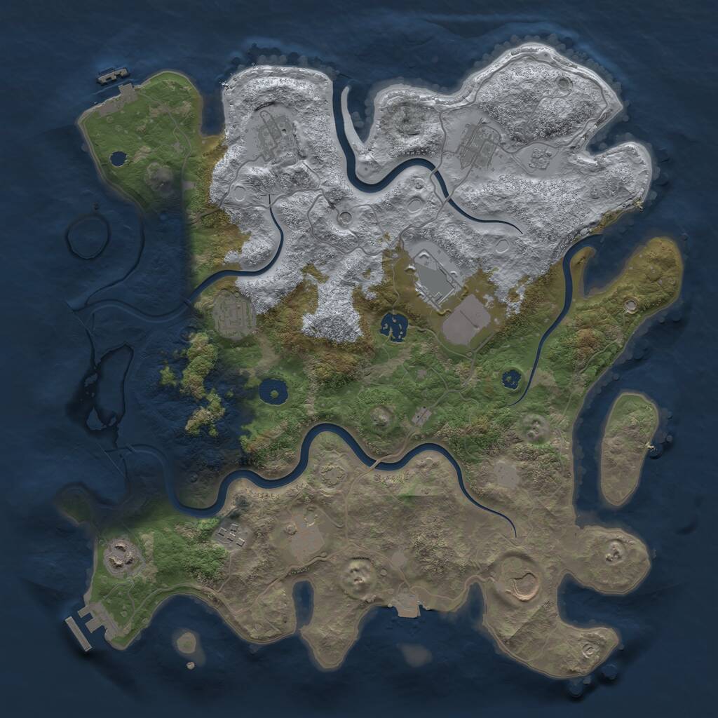 Rust Map: Procedural Map, Size: 3800, Seed: 1334, 15 Monuments