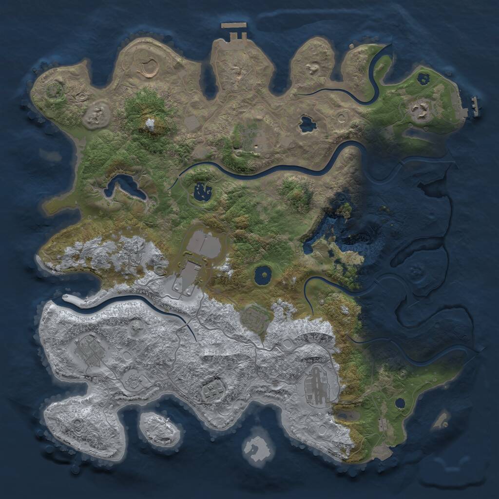 Rust Map: Procedural Map, Size: 4000, Seed: 37123741, 16 Monuments