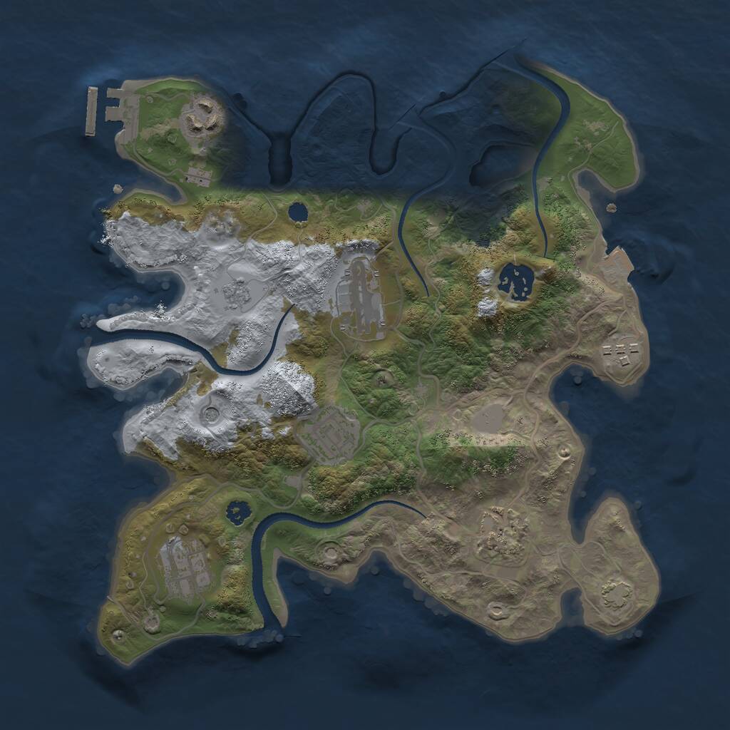 Rust Map: Procedural Map, Size: 3000, Seed: 1245579951, 12 Monuments