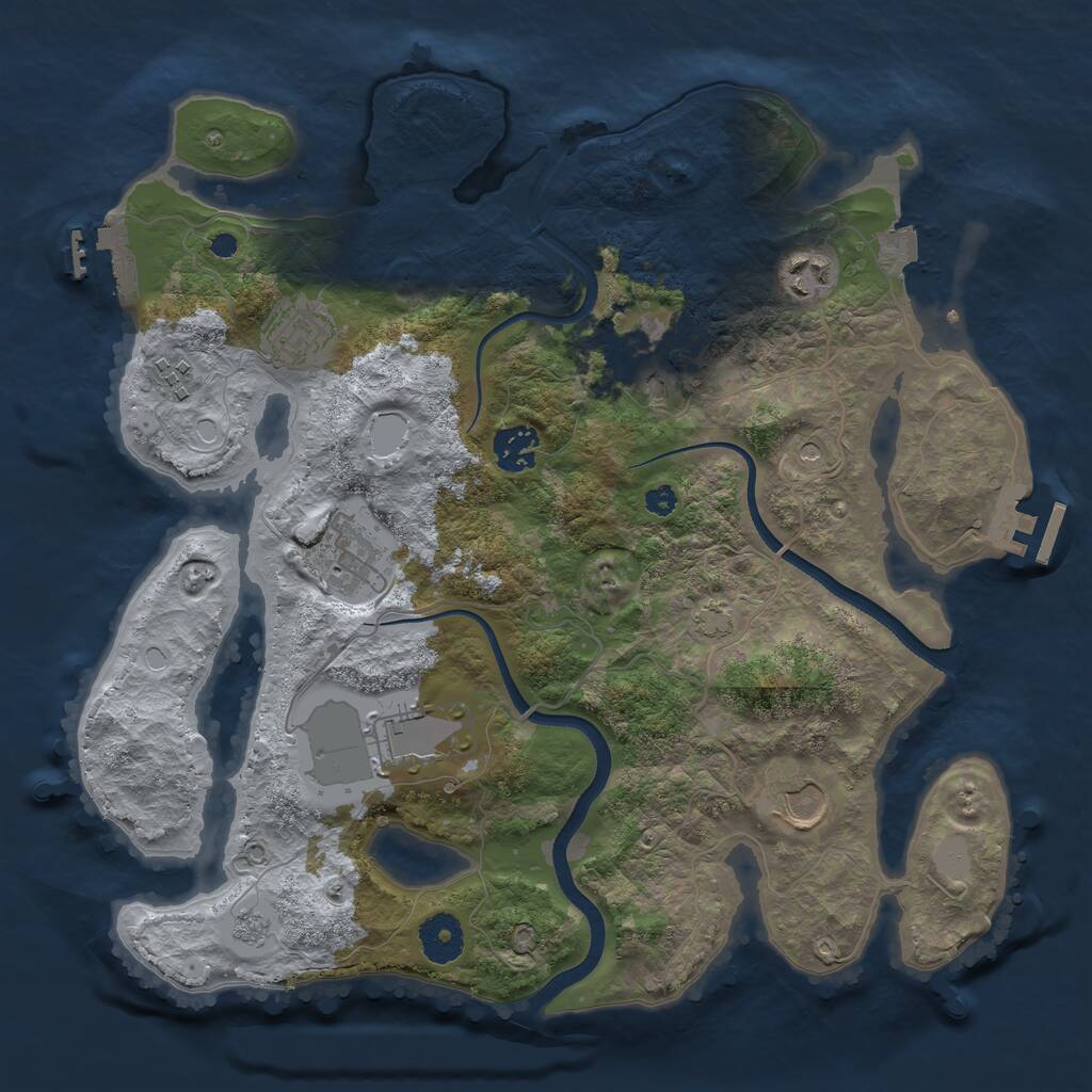 Rust Map: Procedural Map, Size: 3500, Seed: 55494450, 14 Monuments