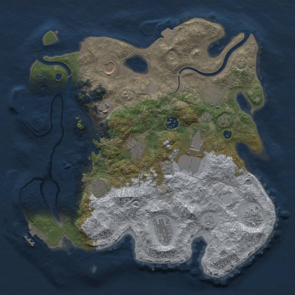 Rust Map: Procedural Map, Size: 3500, Seed: 1111835233, 16 Monuments