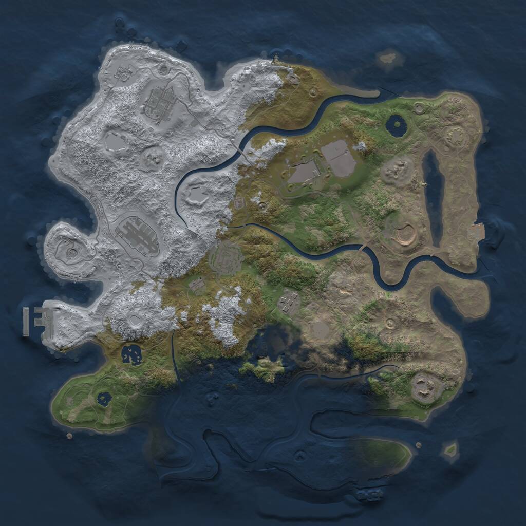 Rust Map: Procedural Map, Size: 3700, Seed: 1183903931, 15 Monuments
