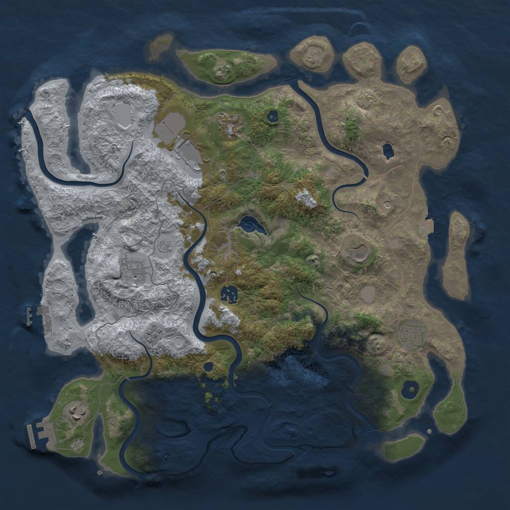 Rust Map: Procedural Map, Size: 4200, Seed: 45823, 14 Monuments