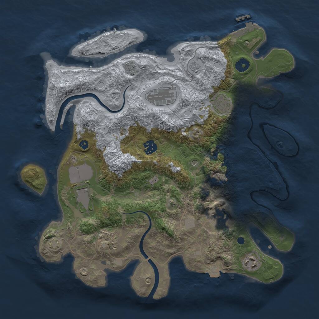 Rust Map: Procedural Map, Size: 3500, Seed: 190261286, 13 Monuments